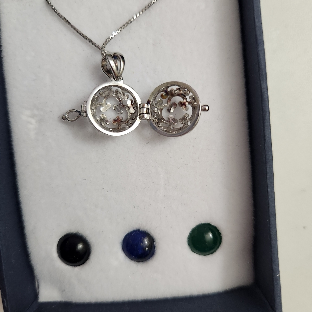 New Chakra Stone Locket Cage Necklace - Picture 3 of 10